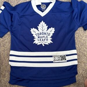NHL Blue and White Toronto Maple Leafs Kids Long Sleeve Tee in S/M